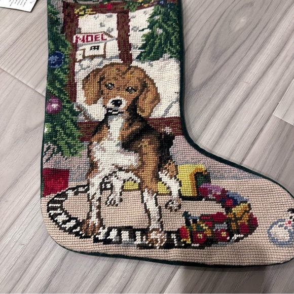 Vintage Woolen Needlepoint Christmas Stocking - Picture 2 of 5